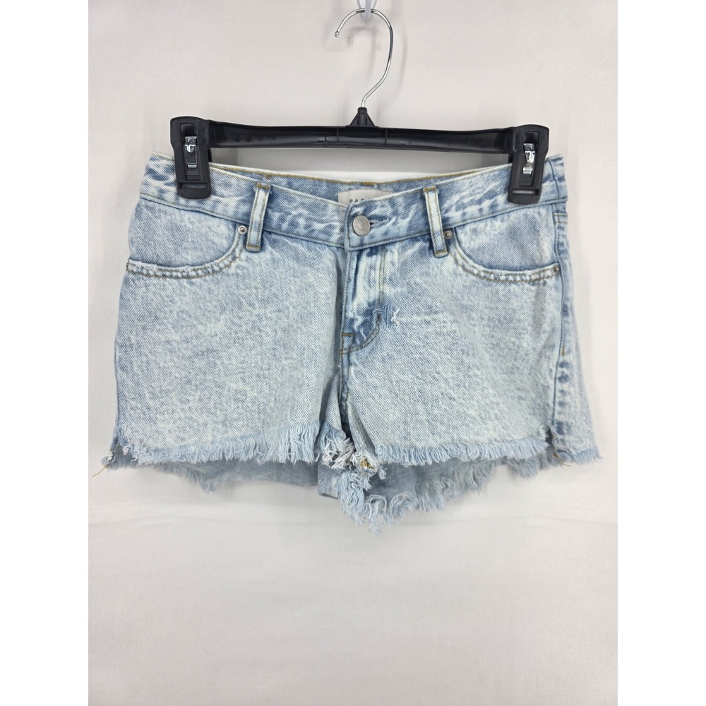 PacSun High Rise Festival Denim Shorts Light Wash Frayed Hem Size 24